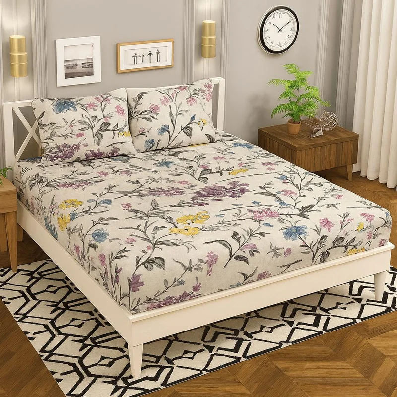 تامي طقم ملاية سرير سوبر كينغ من تومي 229×254 سم مع غطائي وسادة – لينين ناعم بطبعة زهور